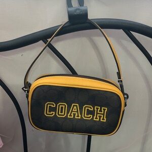 Coach Dual-Tone Brown and Yellow Shoulder Bag Wristlet New With Tags